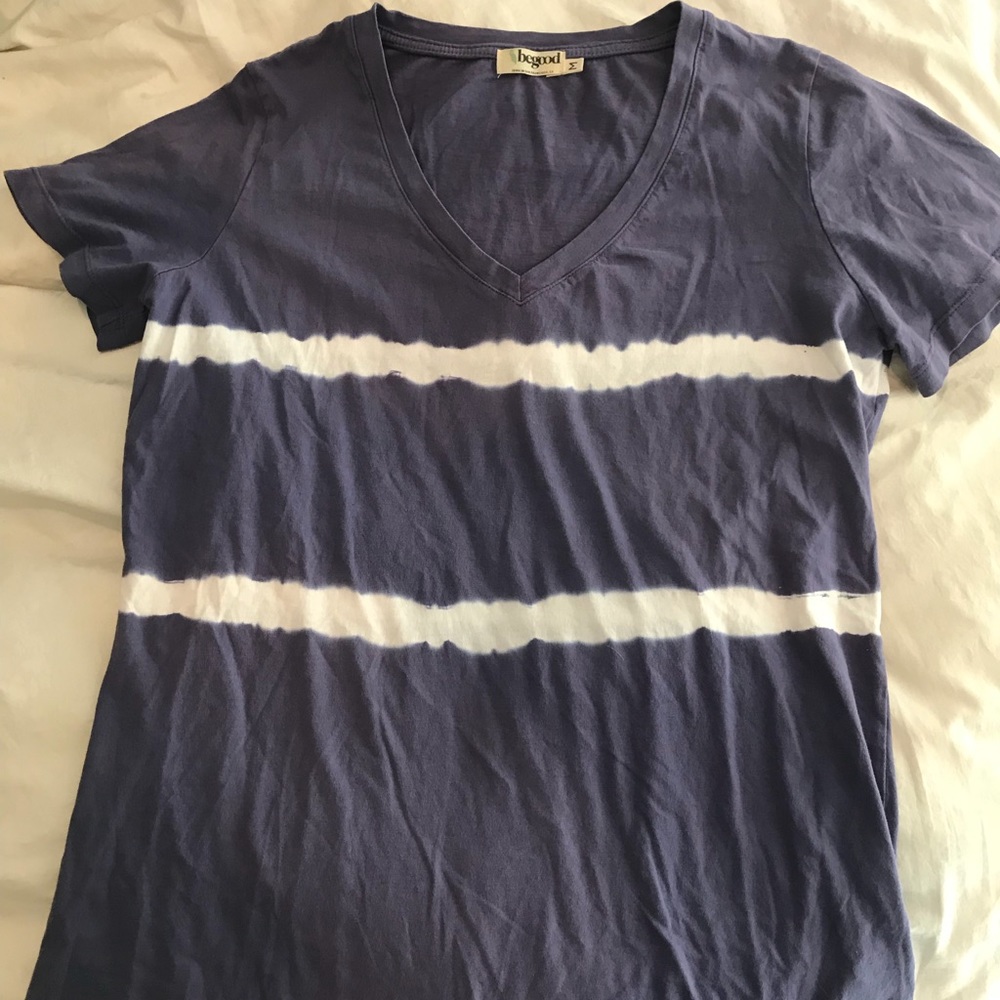 worn once purple tye dye v-neck- fits S and M